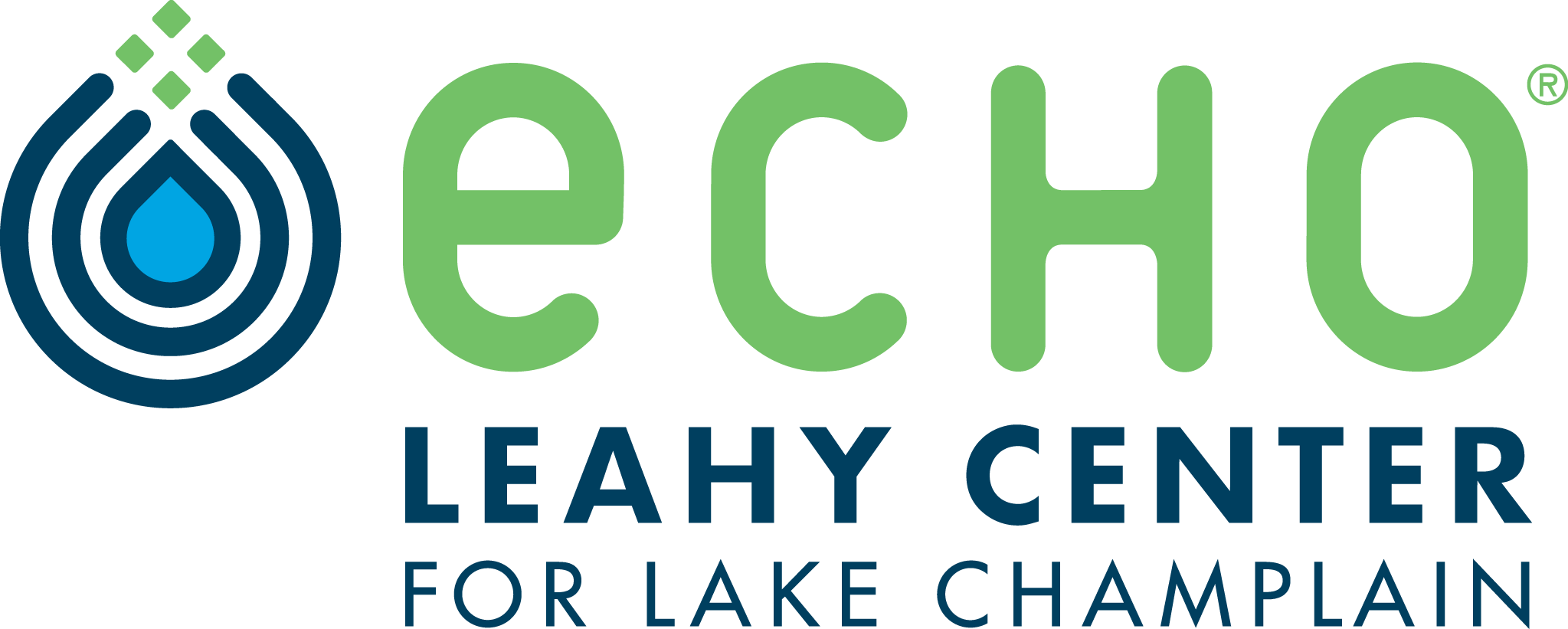 Logo of ECHO Leahy Center for Lake Champlain featuring water-themed design elements.