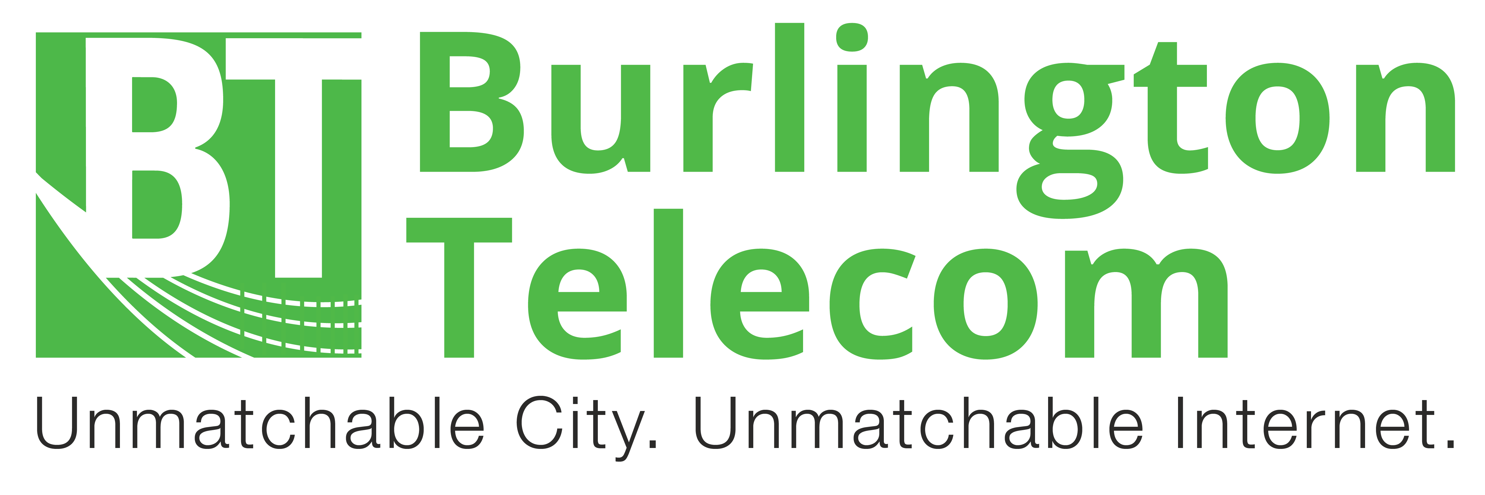 Burlington Telecom logo with tagline "Unmatchable City. Unmatchable Internet."
