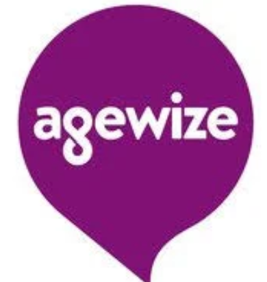 Logo of Agewize in a purple speech bubble design.