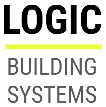 Text graphic showcasing "LOGIC" and "BUILDING SYSTEMS" in bold typography.