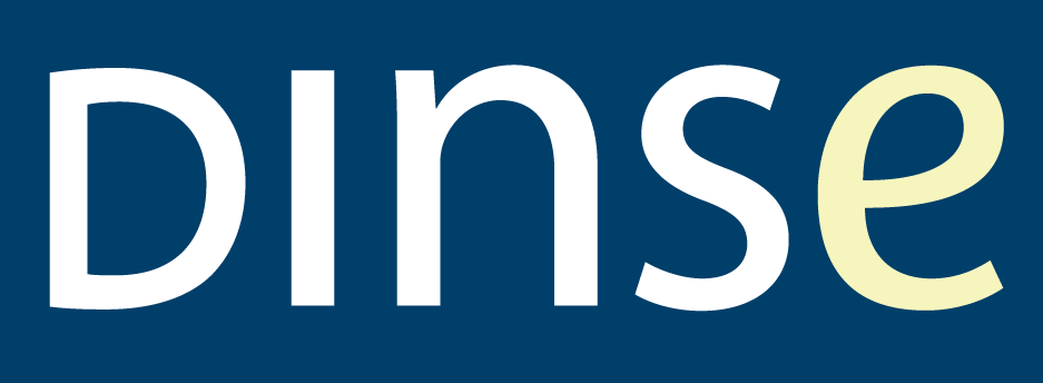 Text "Dinse" in white and pale yellow on a dark blue background.