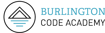 Logo for Burlington Code Academy featuring a mountain and water design.