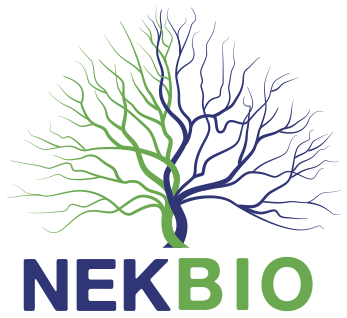 Logo of NEKBIO featuring a stylized tree with blue and green branches.
