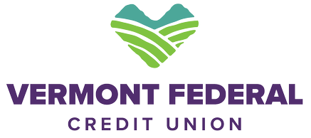 Vermont Federal Credit Union logo featuring green and blue heart-shaped design.