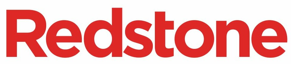 Redstone logo in bold red letters on a white background.