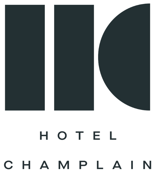 Logo of Hotel Champlain with modern design elements.