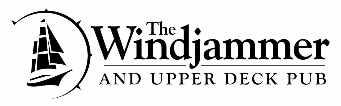 Logo for The Windjammer and Upper Deck Pub featuring a sailboat design.