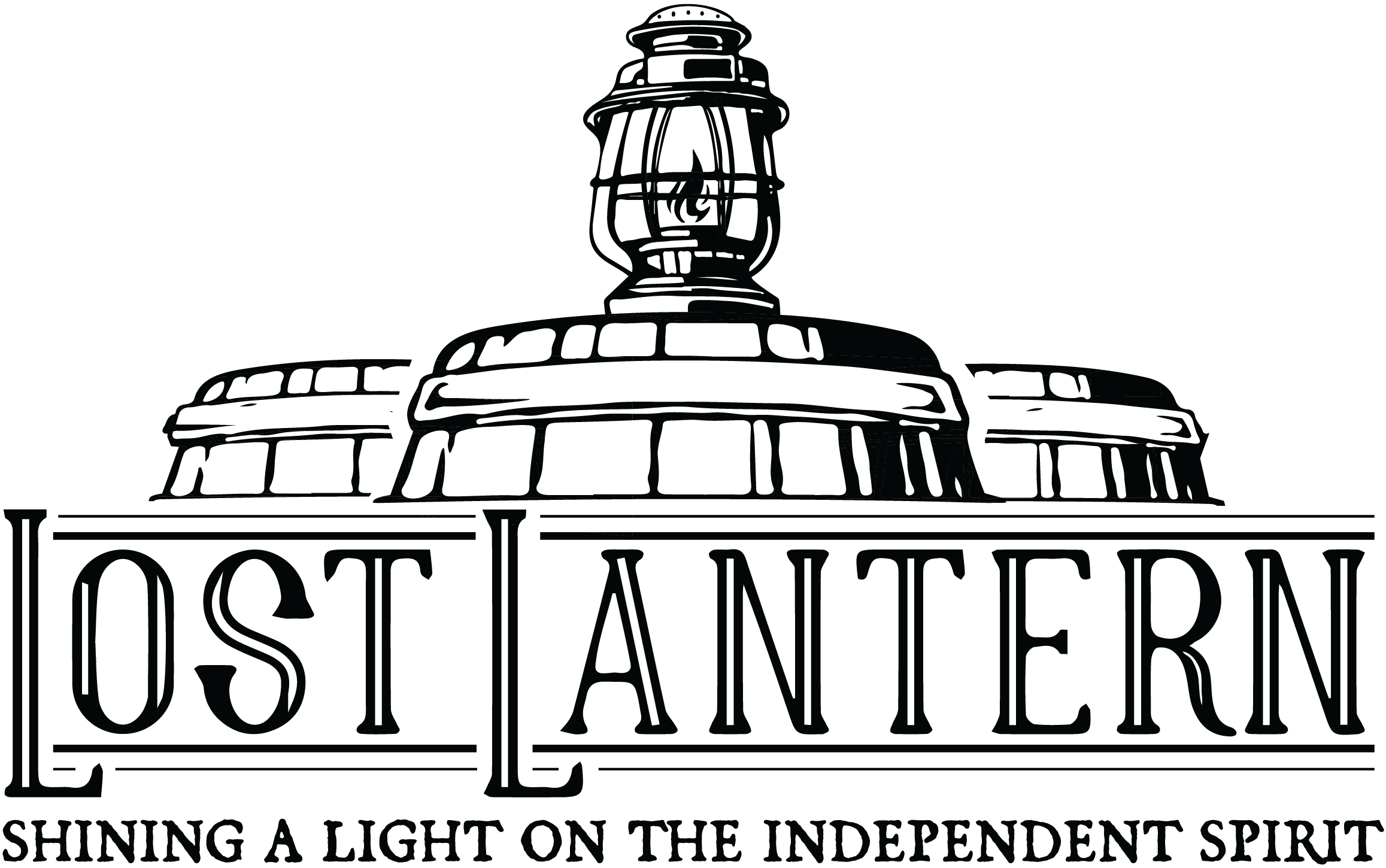 Logo of Lost Lantern with a lantern illustration and the tagline about independent spirit.