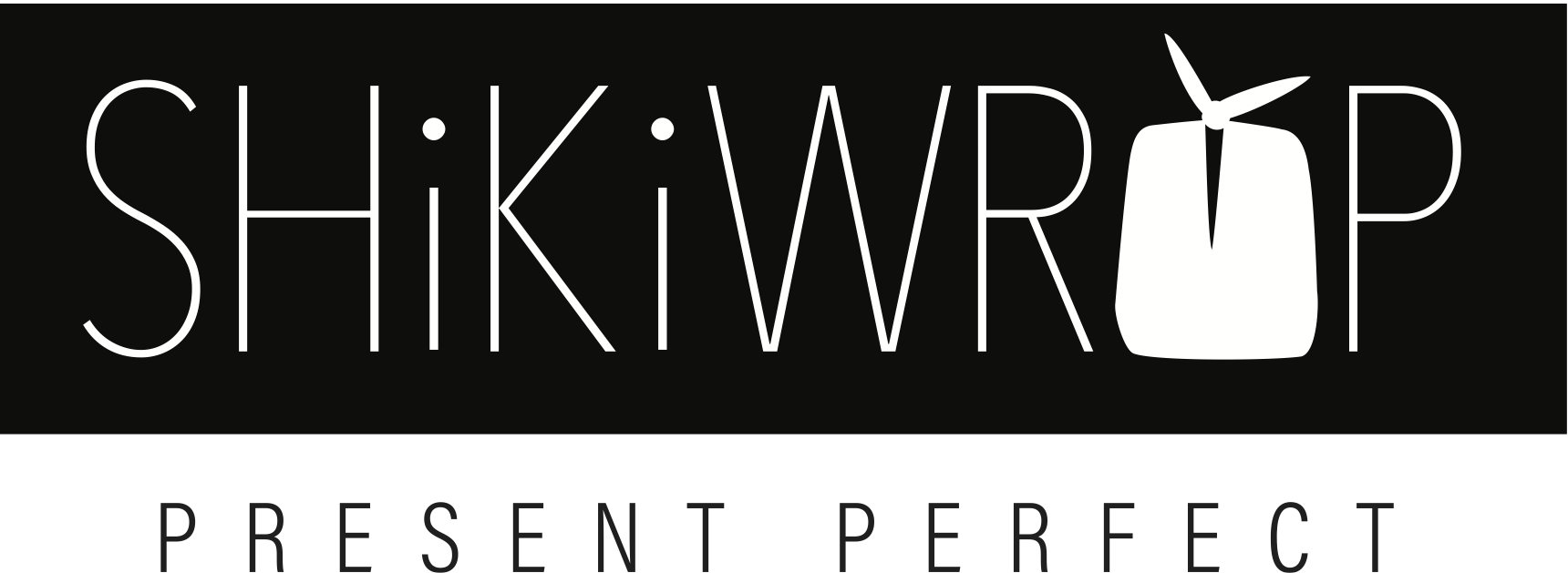 Logo design for "SHIKIWRAP" with the tagline "PRESENT PERFECT" in modern typography.