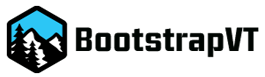 Logo of BootstrapVT featuring mountains and a forest in a hexagonal design.