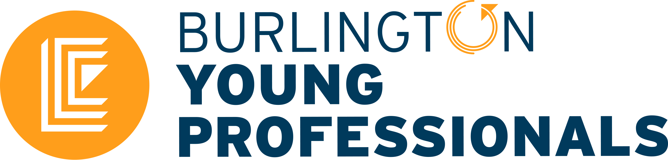 Logo of Burlington Young Professionals, featuring stylized letters and a circular design.