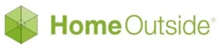 Logo for "HomeOutside," featuring green text and a geometric design.