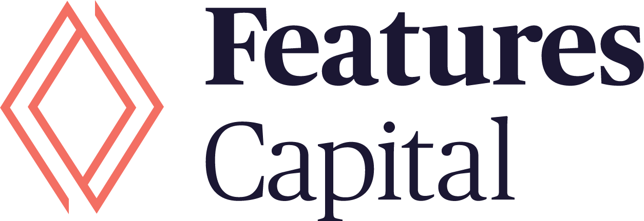 Logo of Features Capital, featuring a stylized diamond and text.