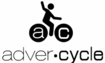 Logo with a cyclist silhouette and the text "adver&middot;cycle."