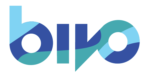 Logo of "bivo" featuring stylized letters in blue and turquoise colors.