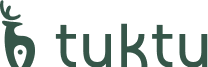 Logo of "tuktu" featuring a stylized deer design in green.
